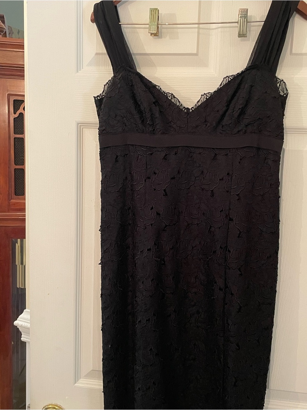 Black Lace Sleeveless Cocktail/Evening Dress (Midi length) - size 10